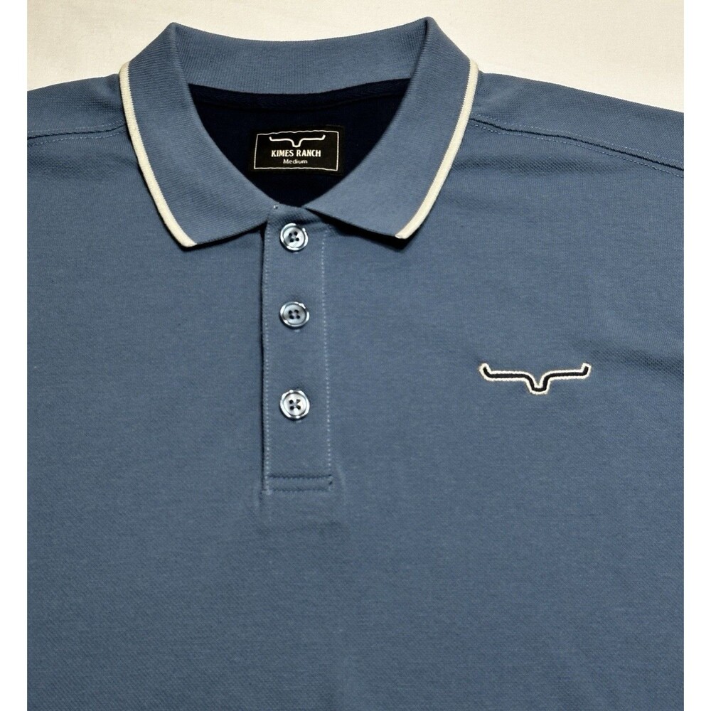 Kimes Ranch El Cap Polo Shirt Mens Medium Slate Blue Western Sample NWT New